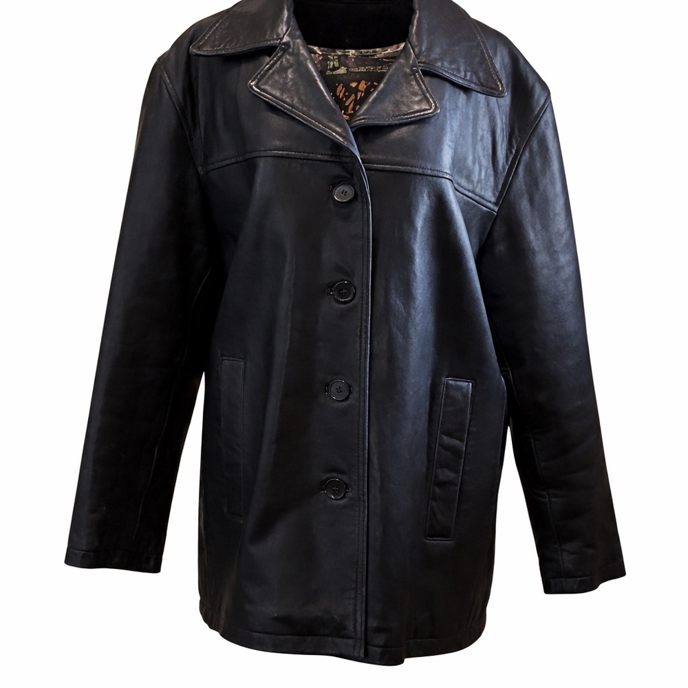 Men's Classic Black Leather Coat